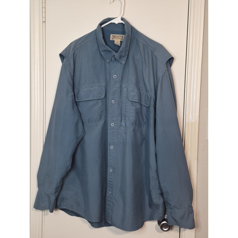 Duluth Trading Co Coolplus Sport Vented Blue Long Sleeve Shirt XL Minimalist